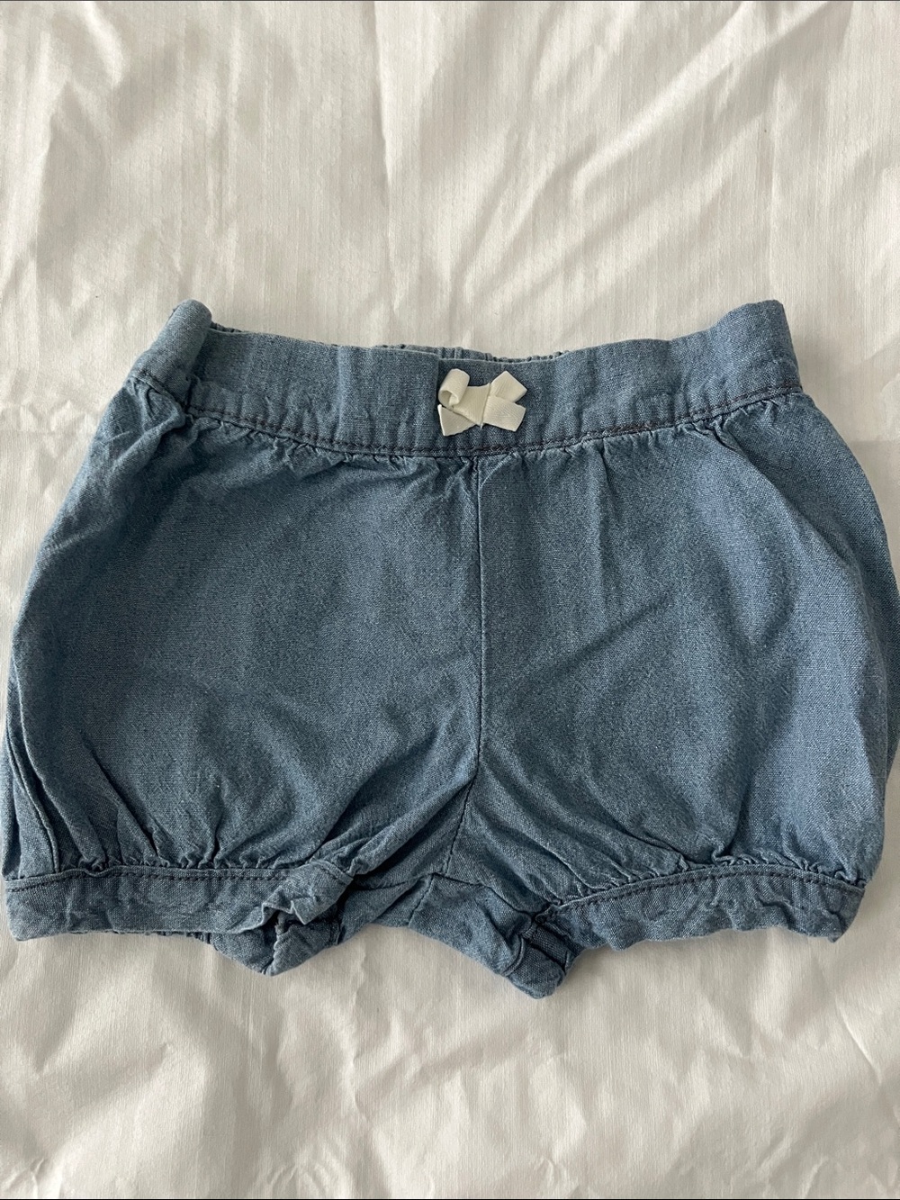 Carter's Denim-Look Bubble Shorts with White Bow